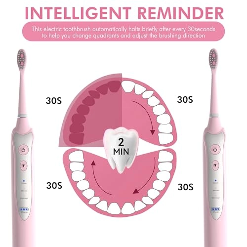 Sonic Electric Toothbrush - 5 Replacement Heads 3 Brushing Modes