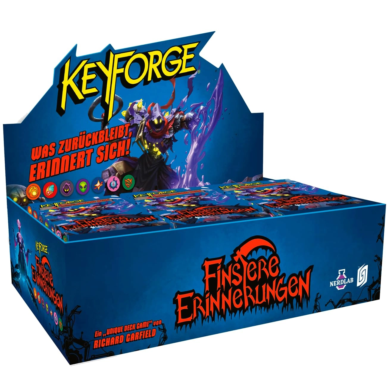 ELZNIR GAMES KeyForge Dark Memories - Display with 12 Archon Decks - Card Game (German)