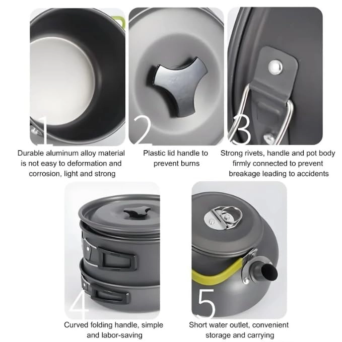 Camping Cooking Set - 15-piece 2 Litres