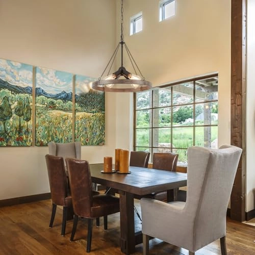 Wagon Wheel Chandelier - 15'' to 74.8''