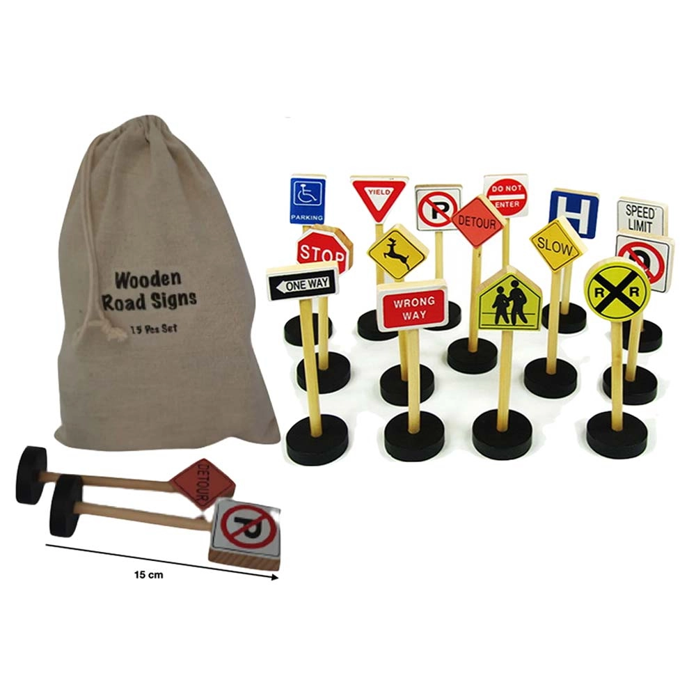 Wooden Road Sign - Suitable for 3 years & above 15 pieces