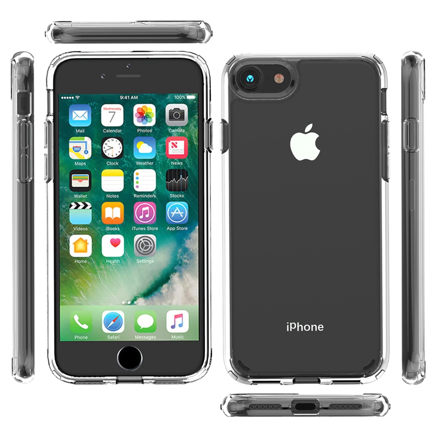 Clear Tempered Glass Screen Protector + Back Protector for iPhone SE and iPhone 8