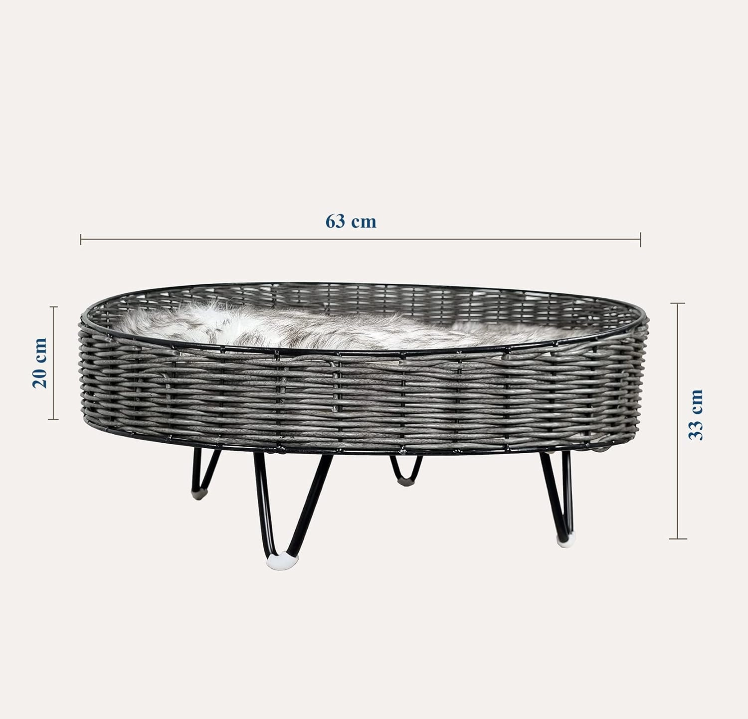 Handwoven rattan pet calming bed - double polyester