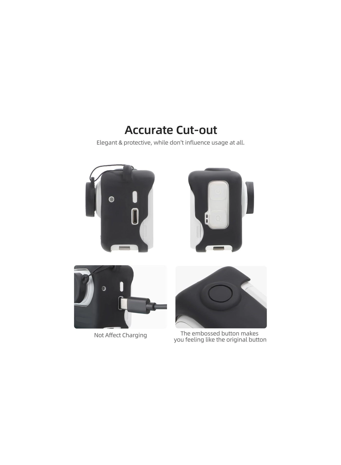 Silicone case + Lens cap + Lanyard + Sticker