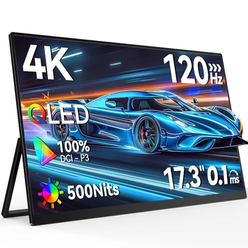4K QLED Portable Monitor - B0GD64Z4KL 17.3" 3840 x 2160 Pixels
