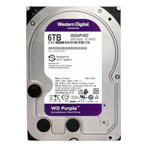 WD Purple HDD 3.5" 5400rpm 256MB SATA 6Gb/s (WD64PURZ-SPBWUY0) - 6TB