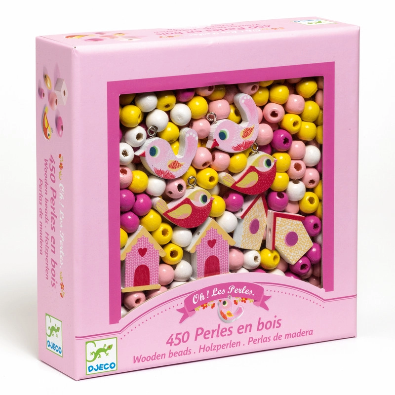 Wooden Bird Bead Kit - 450 beads 8 charms