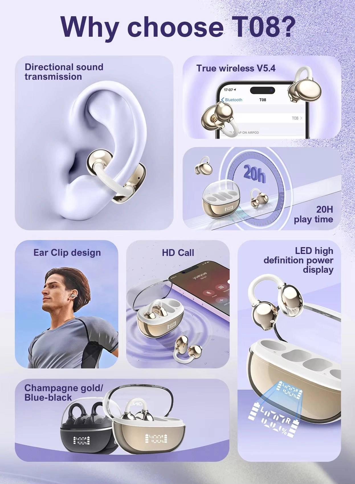 OPEN EAR CLIP WIRELESS EARBUDS