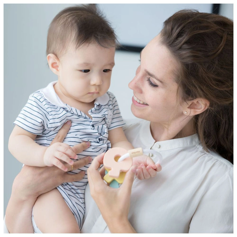 Key Rattle - 3 Months Wooden Pastel Color Collection