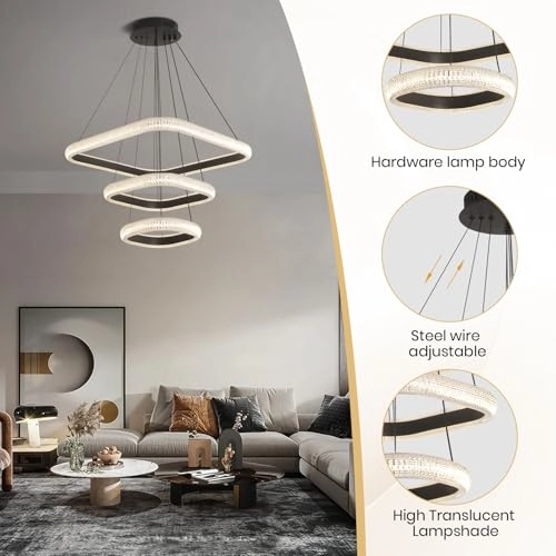 Square LED Chandelier - 3000K-6000K Dimmable