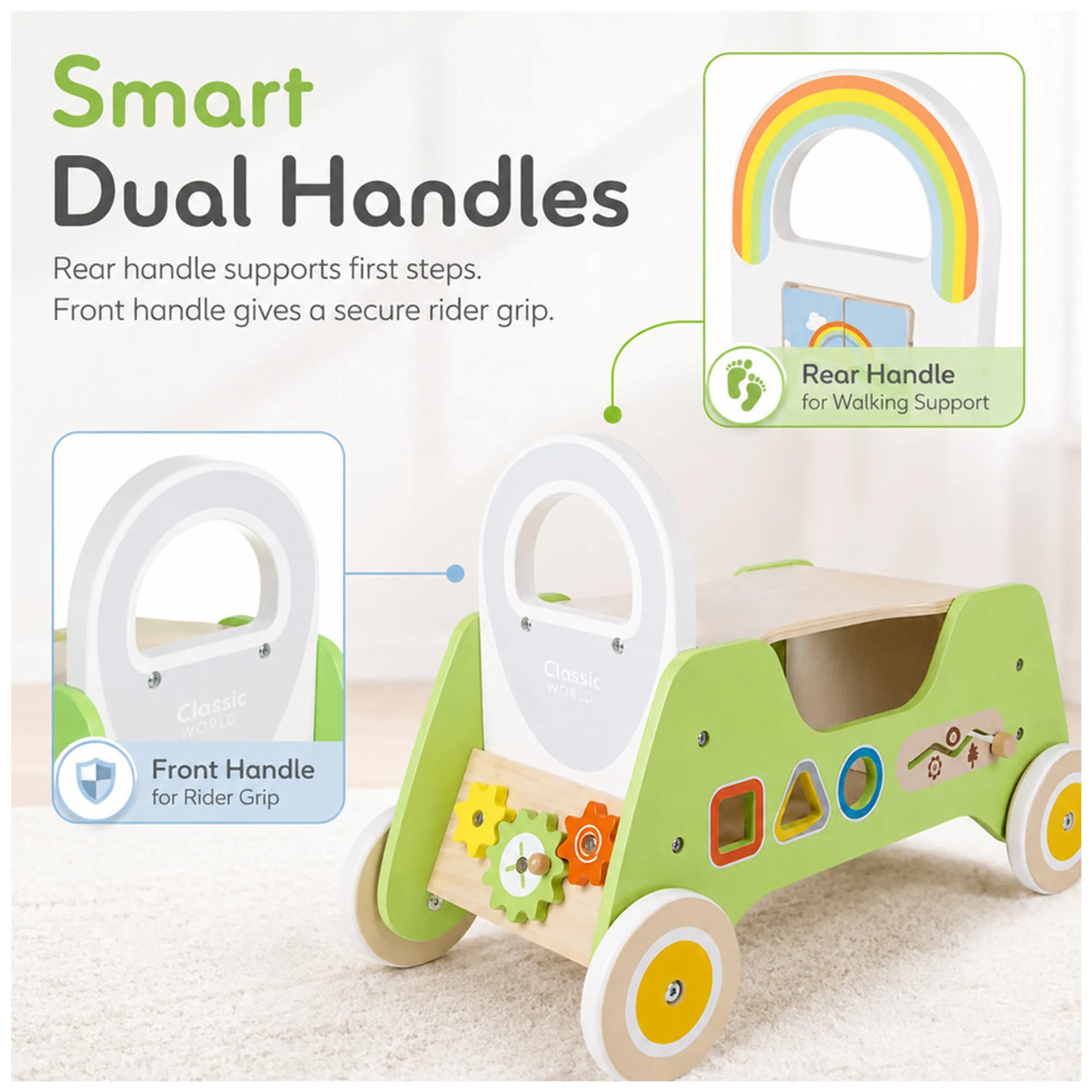 Wooden Rider And Baby Walker - 2-In-1