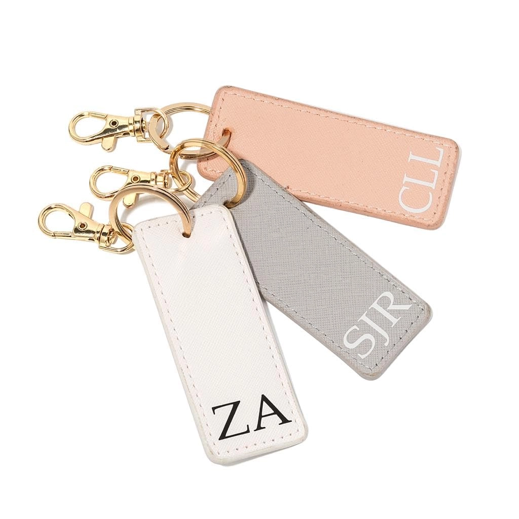 handmade Personalised Keyring - Monogrammed Faux Saffiano Leather