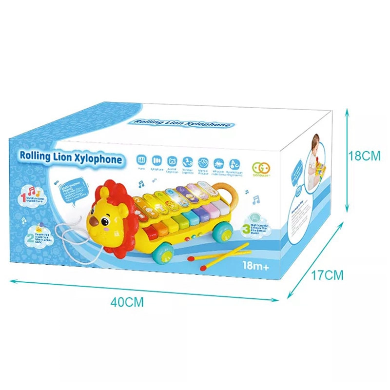 Baby Activity Educational Pull Along Musical Toy Lion Piano - Suitable for 18 months & above