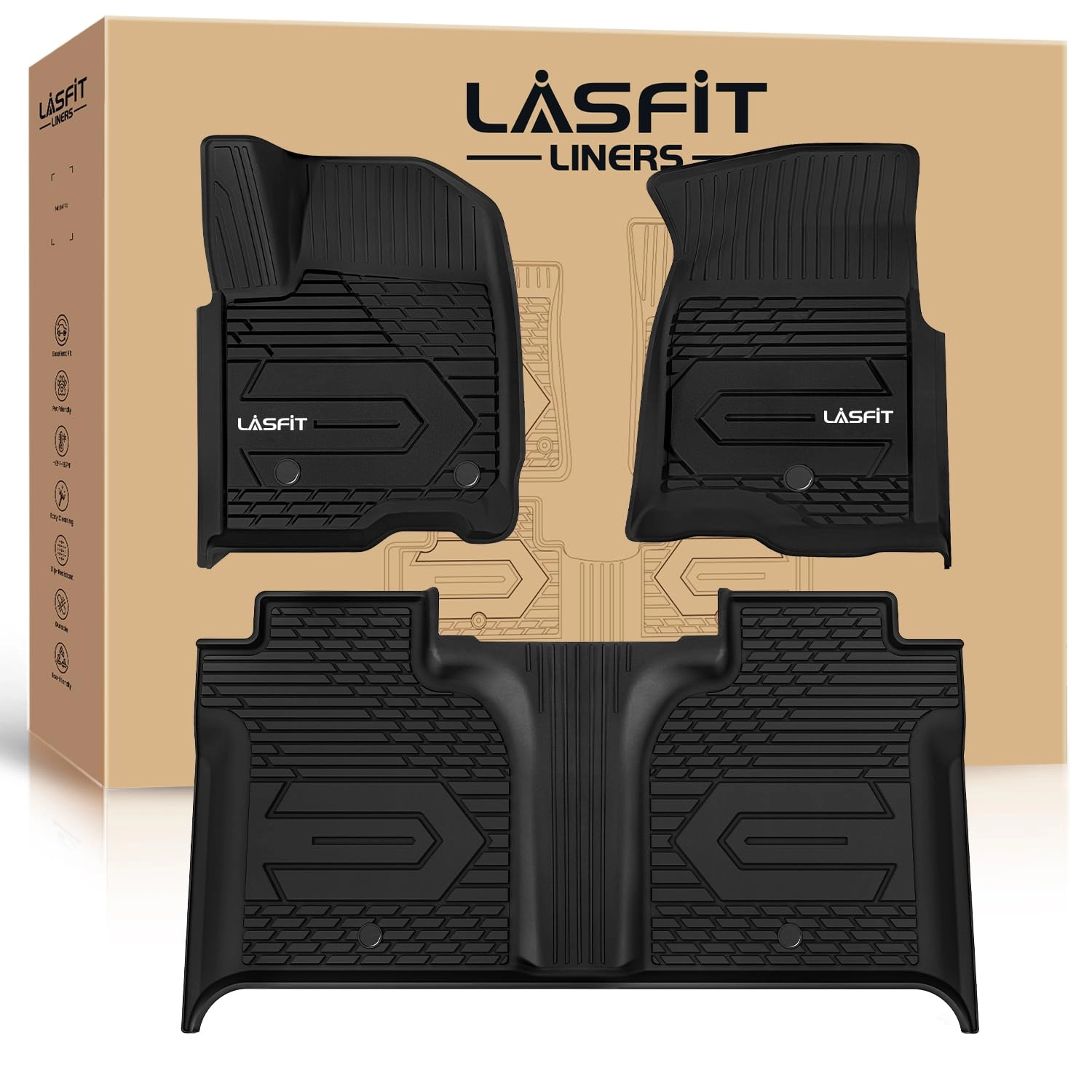 LASFIT Floor Mats - Chevy Silverado/GMC Sierra 2019-2026 Crew Cab Only