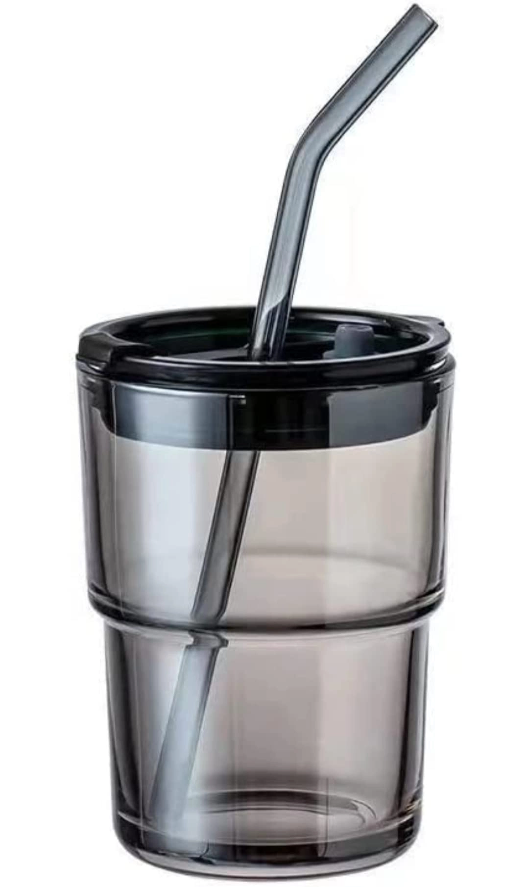 Round Wave Looked Glass Tumbler - 1 pcs Straw