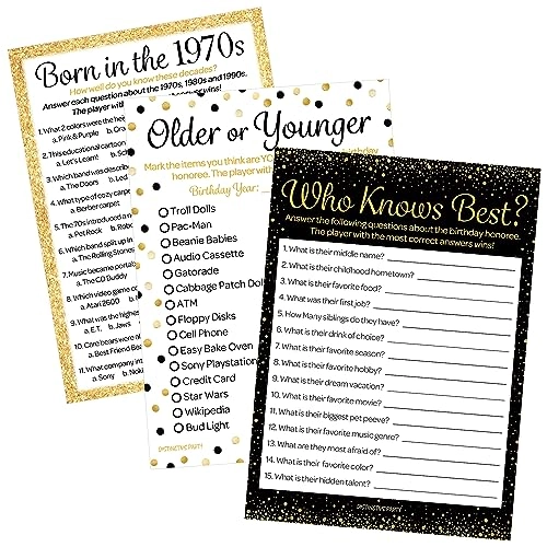 Born in the 1970s Birthday Game Bundle - Adult Set of 3
