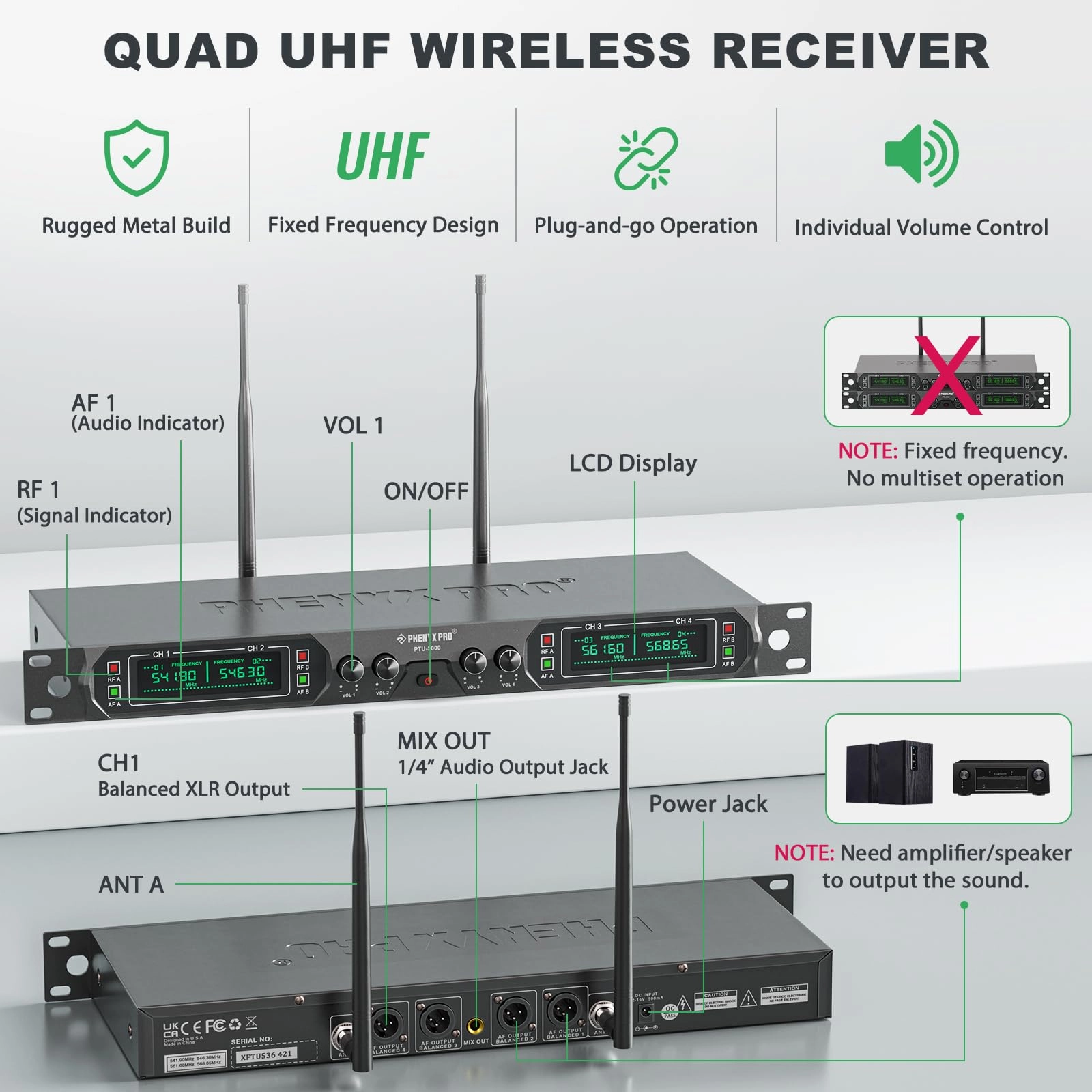 PTU-5000-4H - 4 microphones UHF