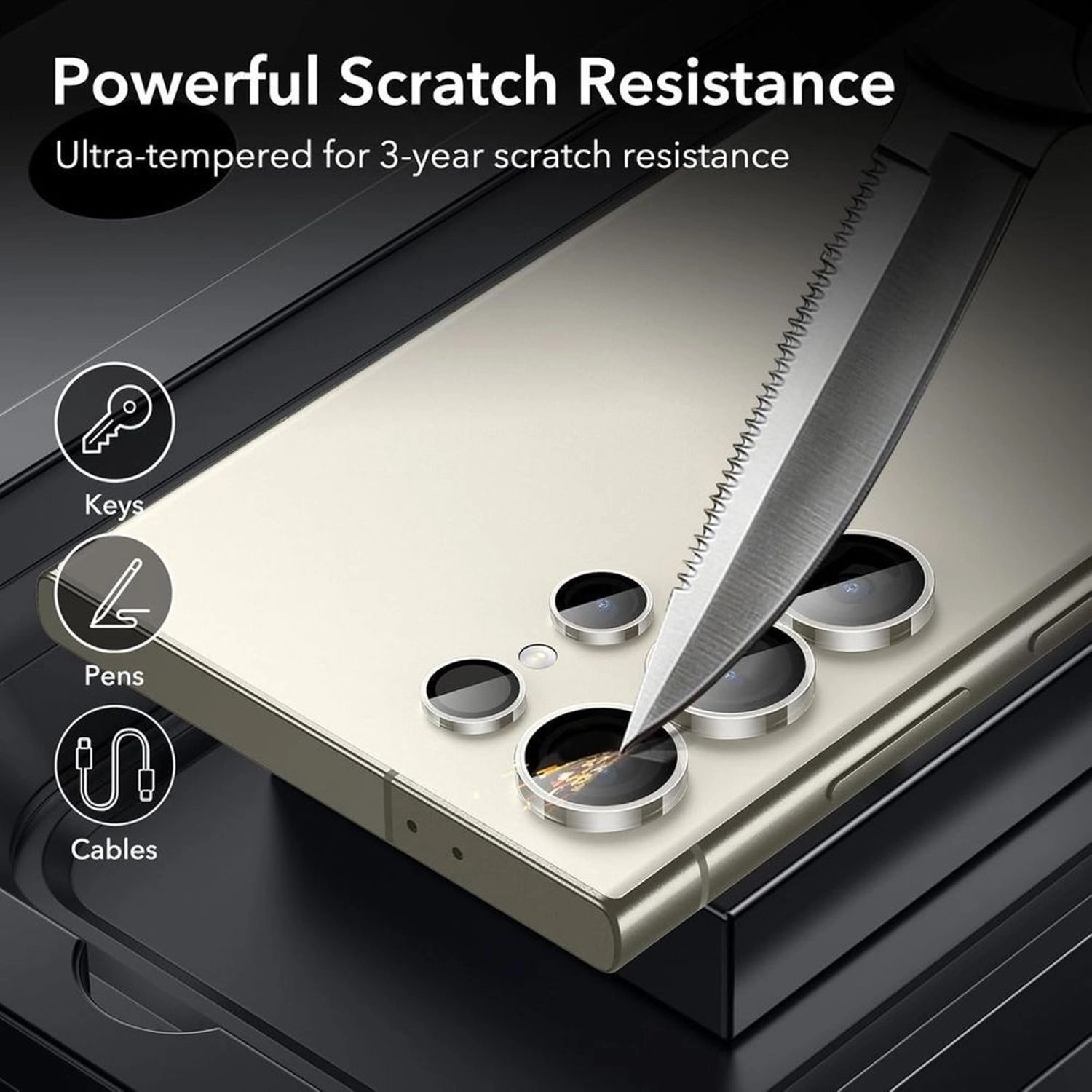 Clear Tempered Glass Camera Lens Protector for Samsung Galaxy S24 Ultra