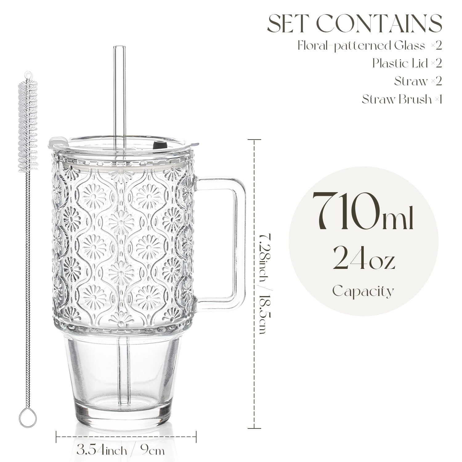 Begonia Pattern Glass Tumbler - 2 pcs