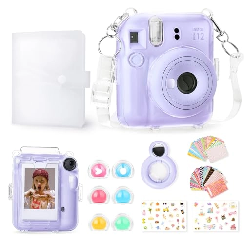 Clear Case - with Strap + Mini Photo Album - 80 Photos + Selfie Mirror + DIY Stickers - x2 + Color Filter - x4