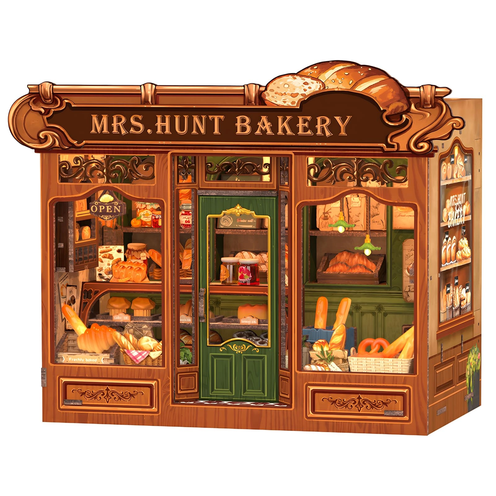 Fsolis DIY Dollhouse & Book Nook Kit - LED lights Wooden