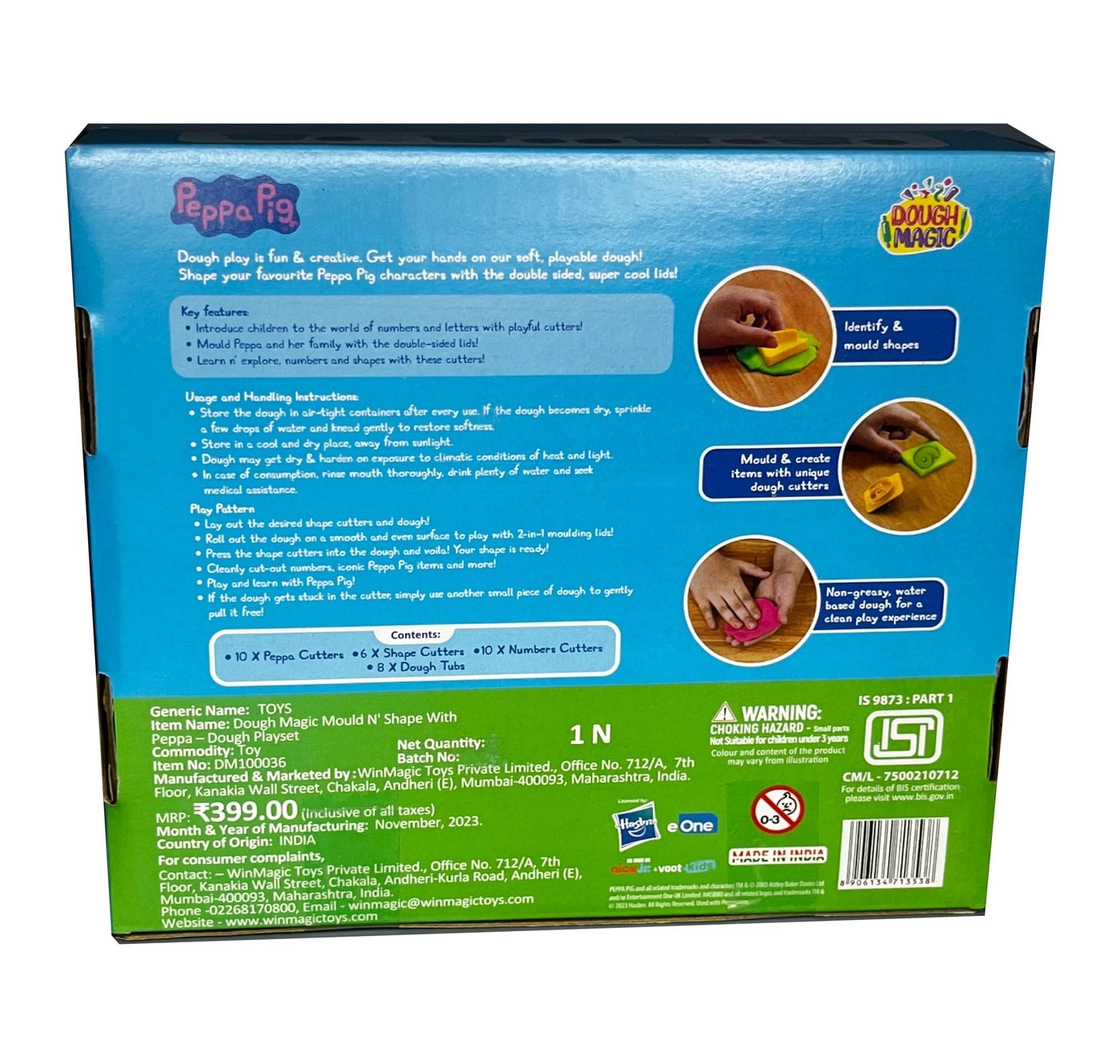Mould N' Shape with Peppa Dough Playset - 3+ years 8xDough Tubs 10XPeppa Cutters,10XNumber & 6xShape Cutters
