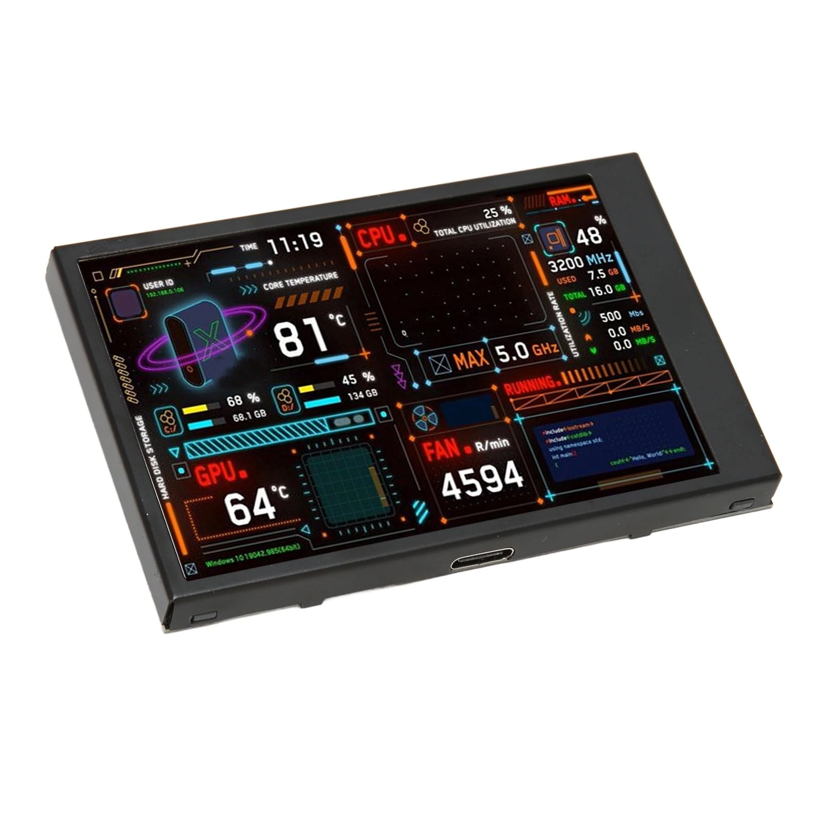 Airshi Computer Temp Monitor - wry8u2etna 3.5 Inches 320x480 pixels