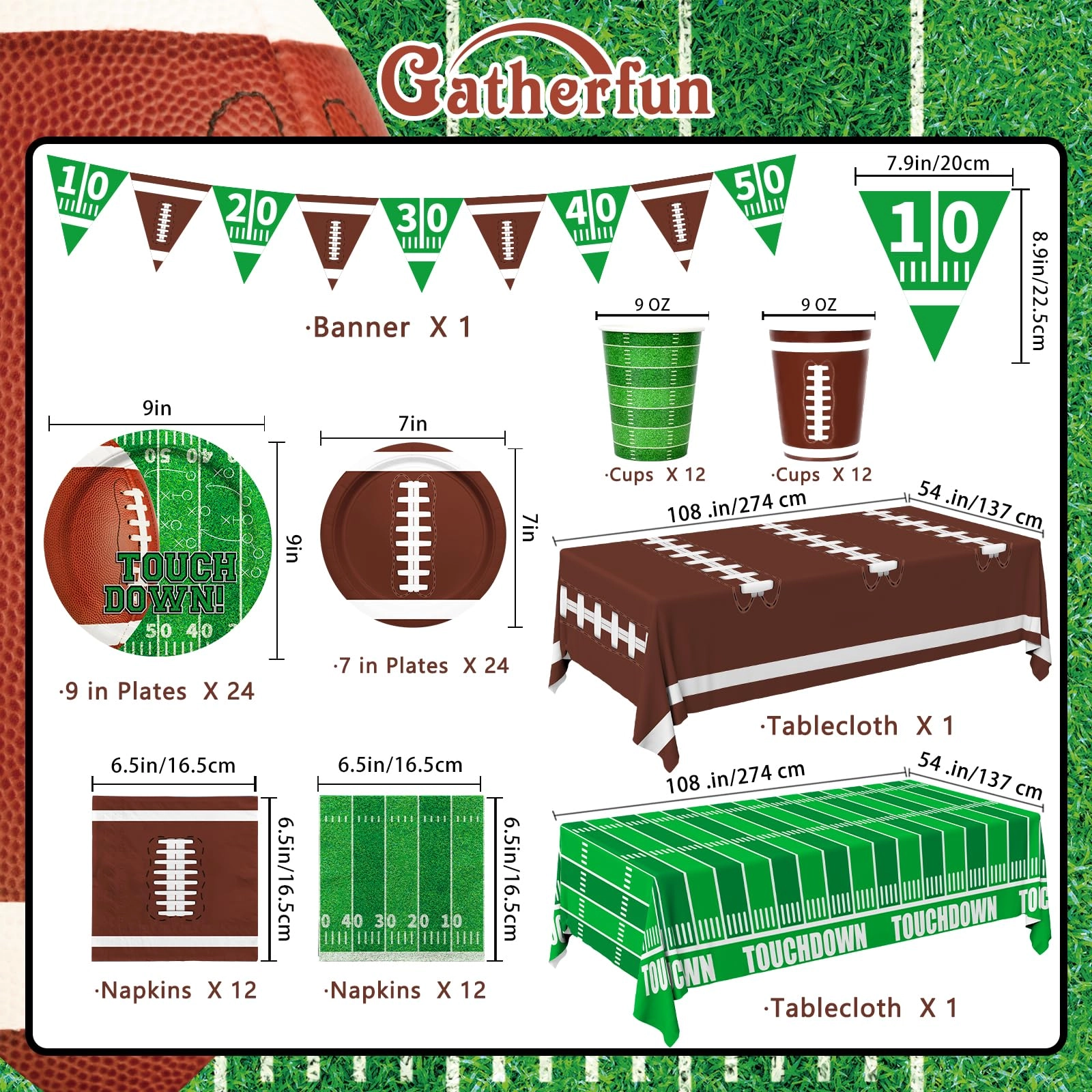 Football Party Supplies Kit - Serve 25 Football
