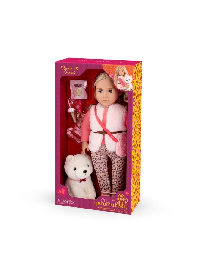 Kinsley Fashion Doll - 18-inch + Kenzi Shih Tzu Pup - 6-inch Ages 3+