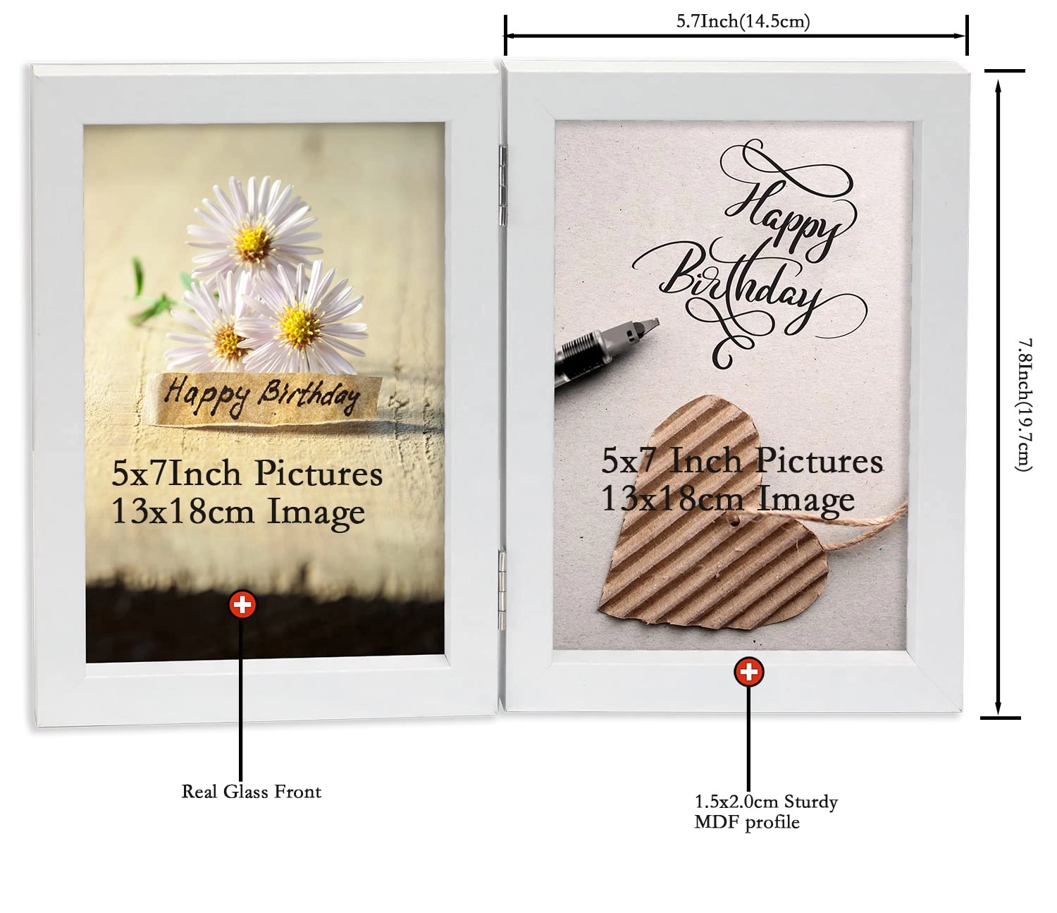 Hinged Double Photo Frame - 7x5'' 2