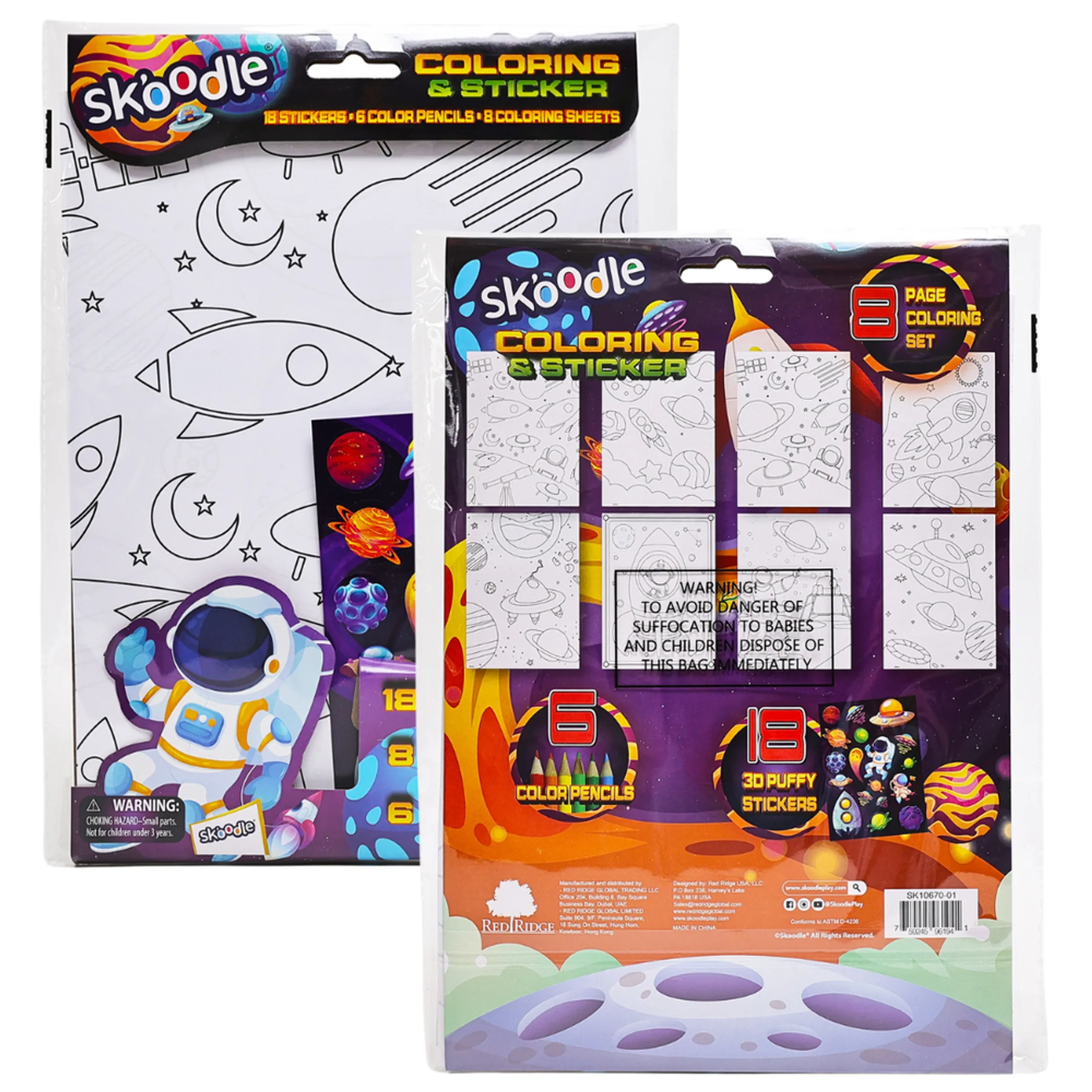 Coloring & Sticker Sheets - 6 Color Pencils