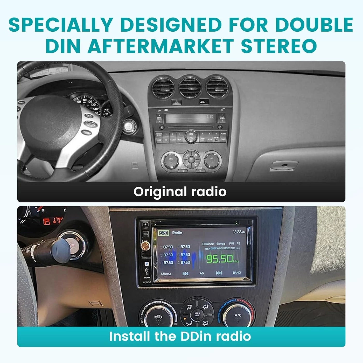 Double DIN Radio Dash Kit - Nissan Altima 2007-2012 Non Digital A/C Climate Control