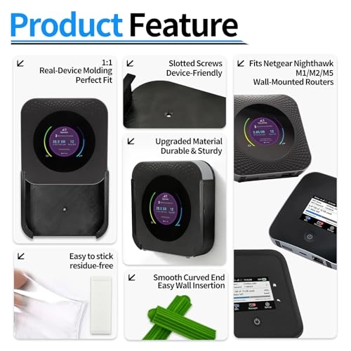 Nighthawk M5 Wall Mount Router Mount - 1 x wall bracket, 4 x nano tape, 3 x screw set M1 / M2 / M5 / MR1100 / MR5200