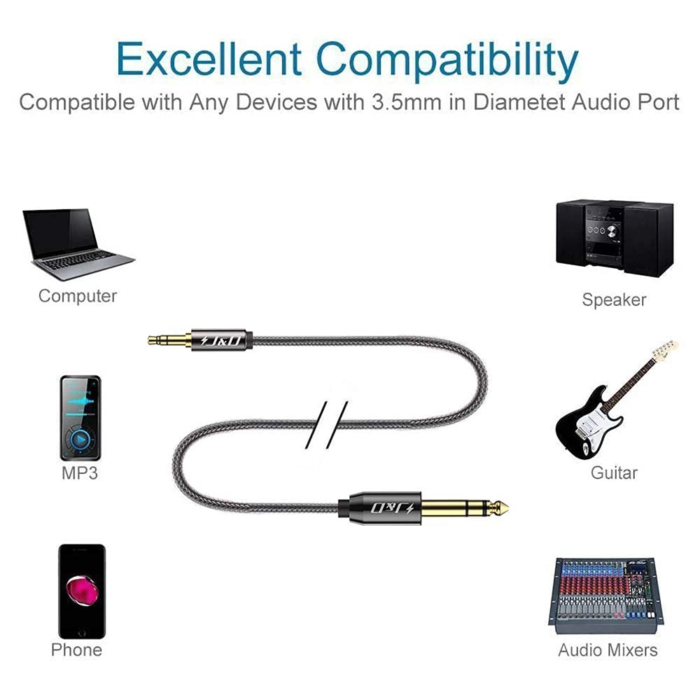 3.5mm to 6.35mm Stereo Audio Cable - 3 Feet