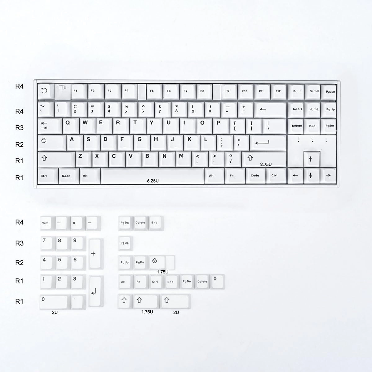 White Black Gradient Keycaps Set - Wired