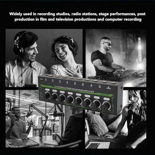 8 Channel Headphone Amplifier - Independent Volume Control 6.35mm Stereo