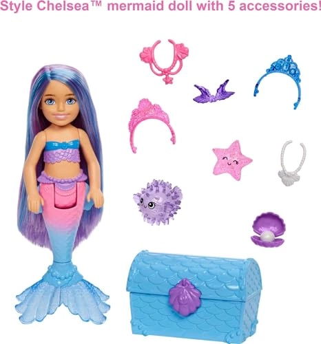 Chelsea Doll - Extra-long blue and purple fantasy hair Ombre tail Ages 3+