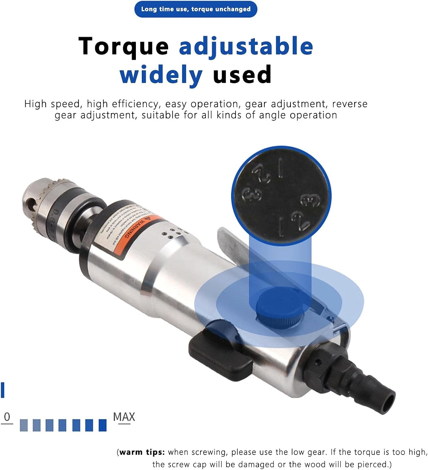 KY-2106 - 1/4\" Straight Shank Pneumatic Screwdriver Reversible