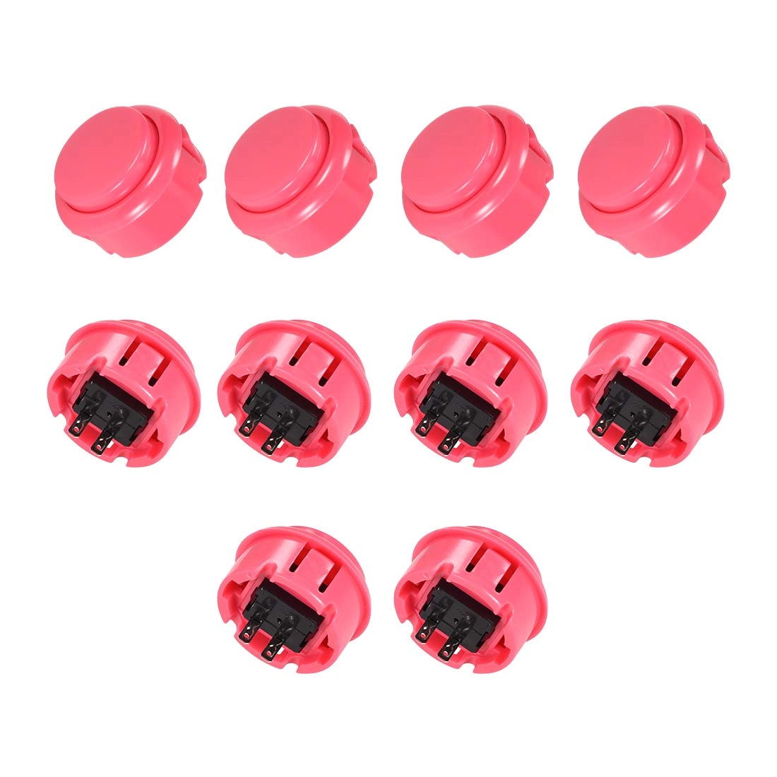 SourcingMap 30mm Mounting Hole Momentary Game Push Button Switch - Pink Snap-In Mount 10pcs