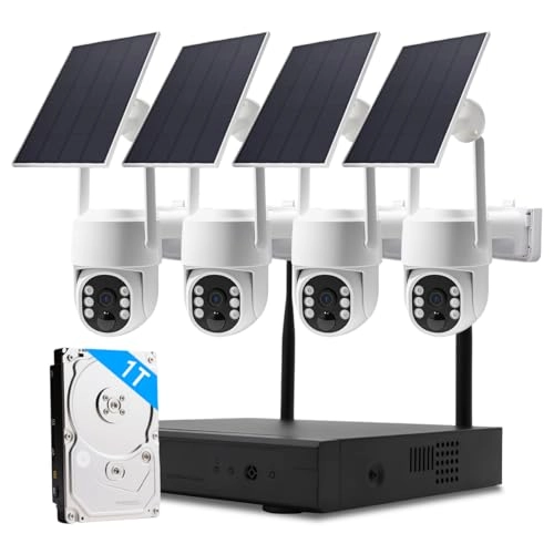 Solar-Powered Security Camera Kit - 4pcs 10 channels 4MP