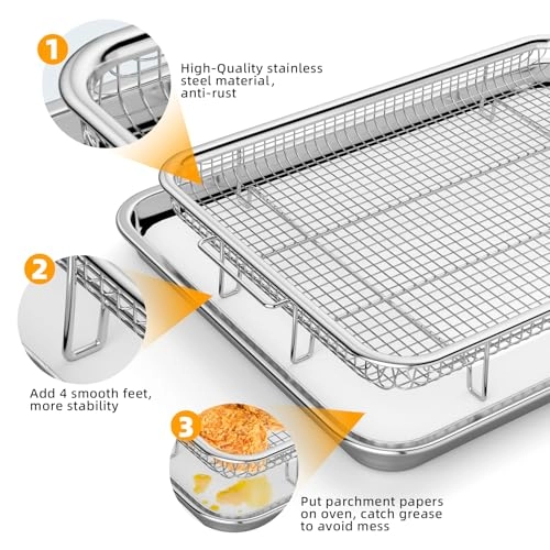 Air Fryer Basket - Stainless Steel 2 Set