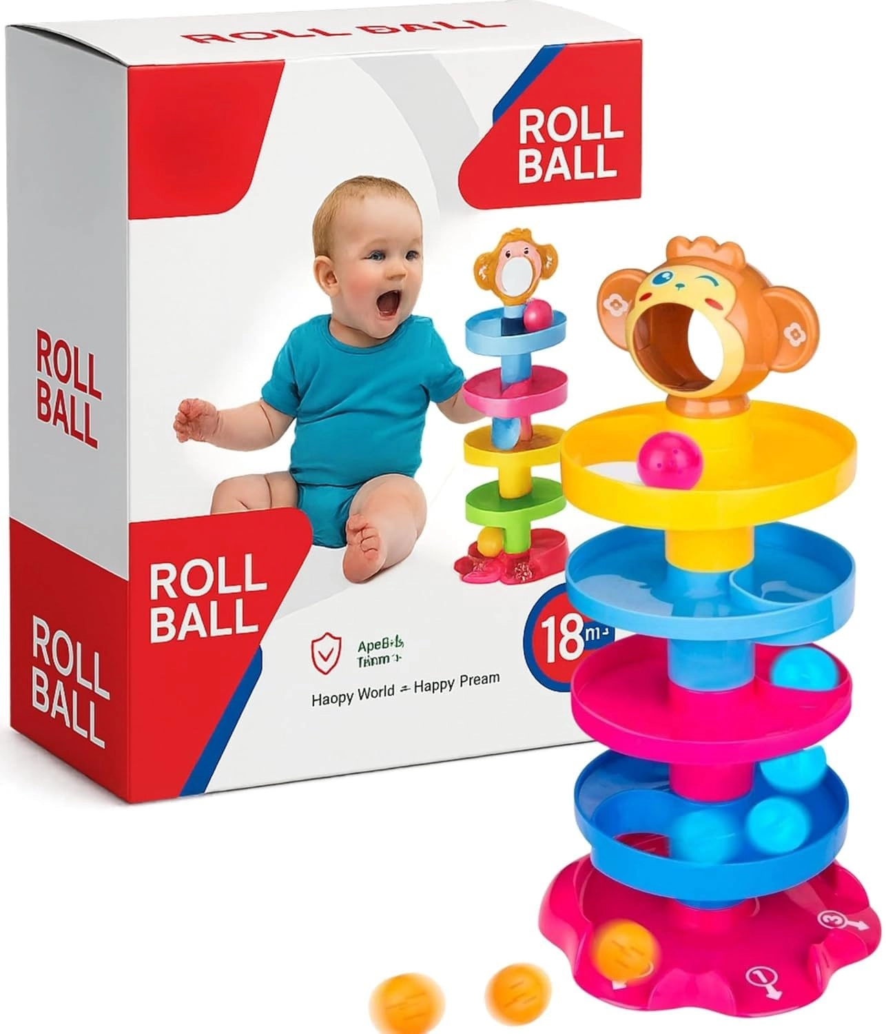 PLUSPOINT Monkeyball Drop Toy - 12 months+ 3 pieces