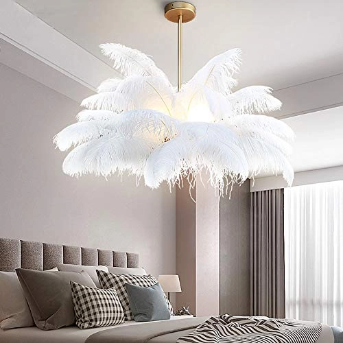 Nordic Modern Chandelier - E14-led White feathers 100*59cm