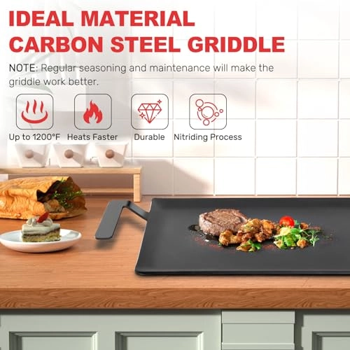 Carbon Steel Griddle - Double Burner 17.8"8.7"