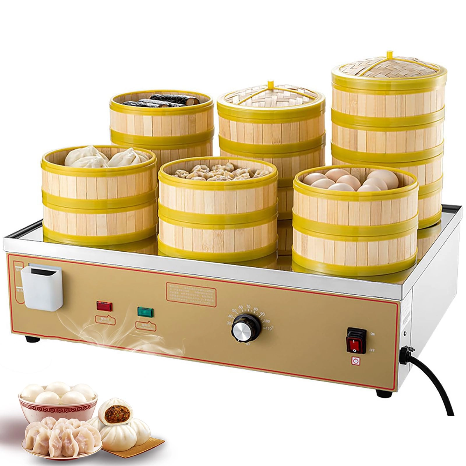 Electric Steamer - 2/4/6-Hole Commercial 30~110°C