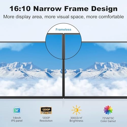 Laptop Screen Extender - 14" 1200P FHD Built-in Cooler