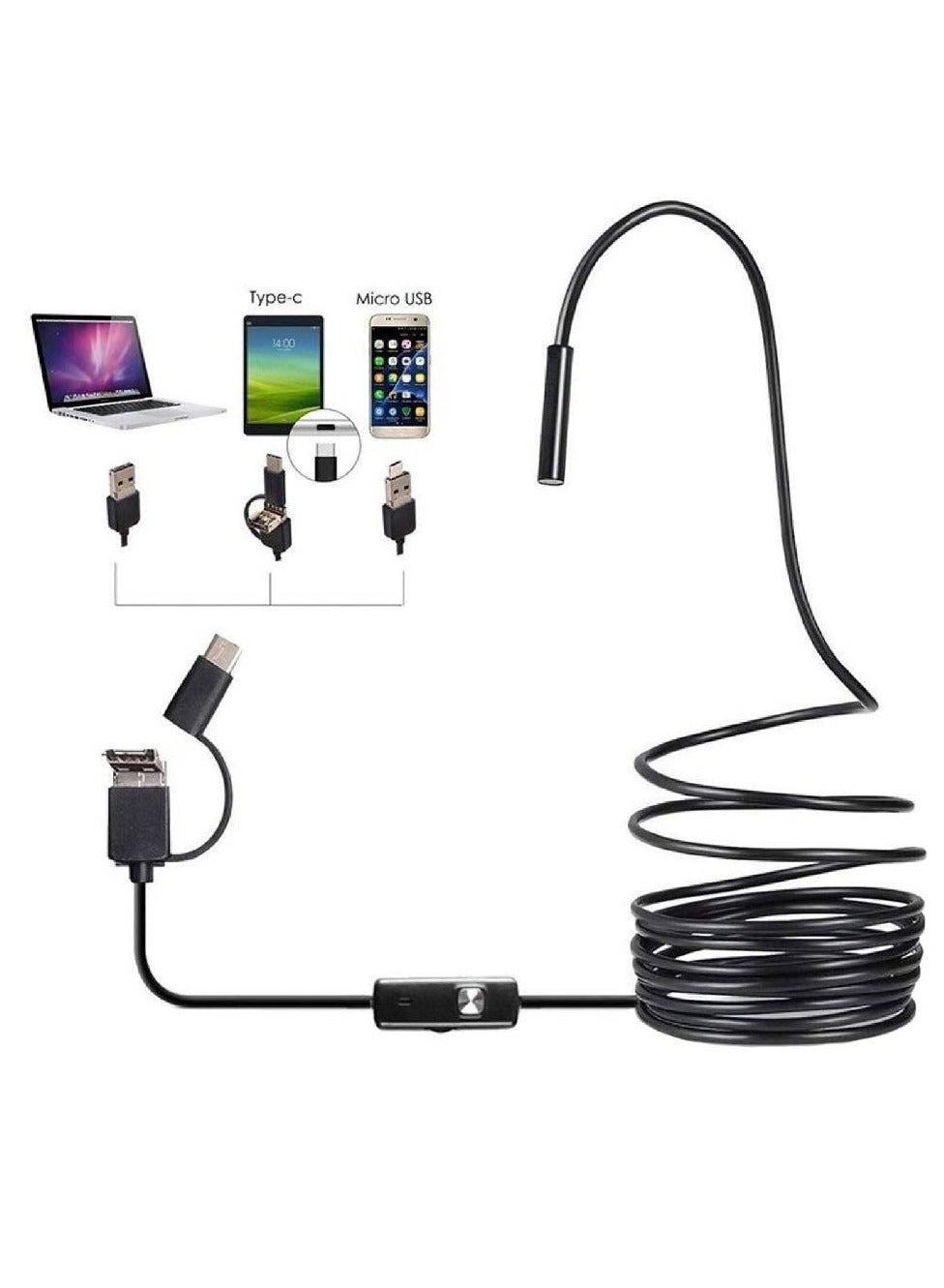 GENNEXT 3-in-1 Type-C USB Endoscope - HD Waterproof Smartphone Compatible