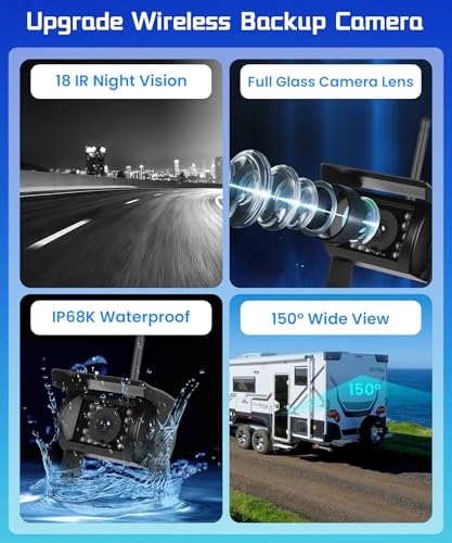 Wireless Backup Camera + IPS Display - IR Night Vision Wireless 1080P