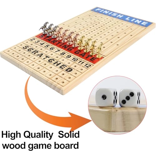 Horse Race Board Game - 11 Horses 4 Dice Solid Wood