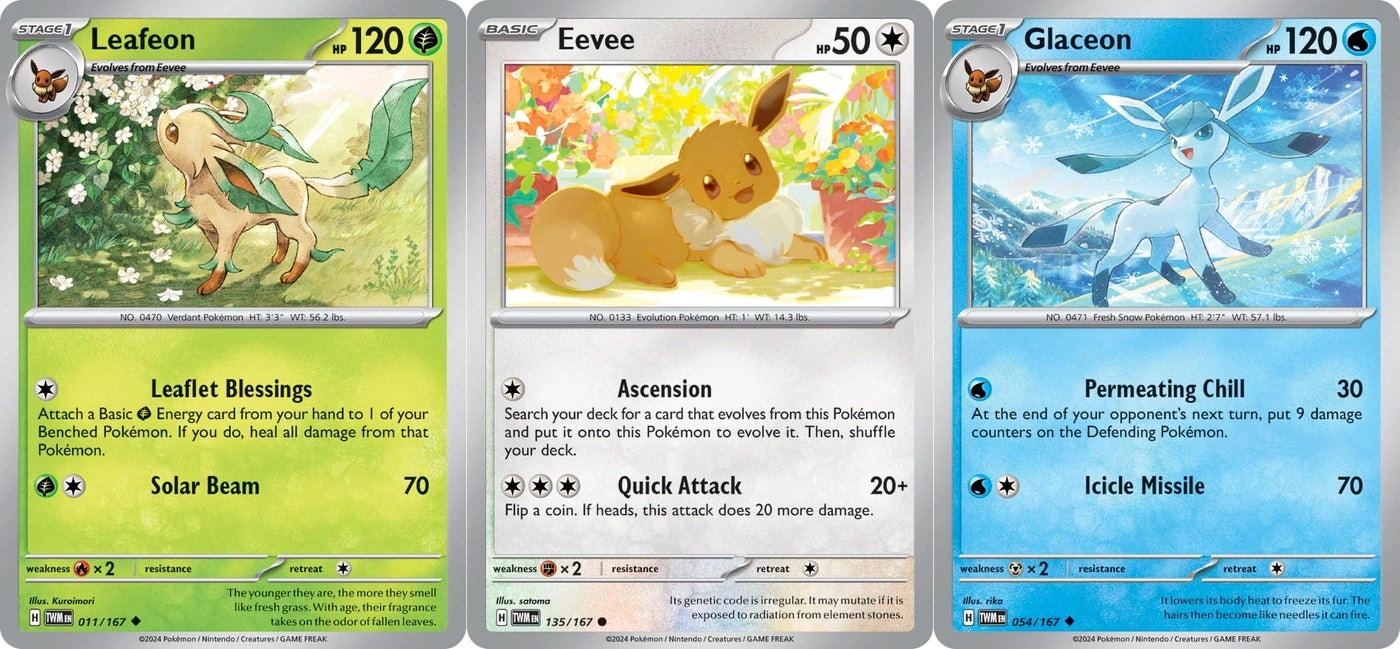 Pokémon Leafeon Glaceon Eevee - Twilight Masquerade - 011/167 & 054/167